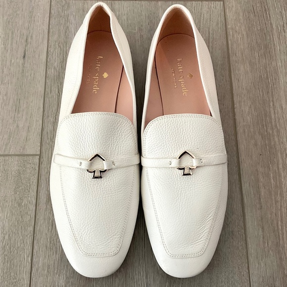 KATE SPADE Cape Cod Spade White Leather Loafers Size 11 EUC - Picture 1 of 10